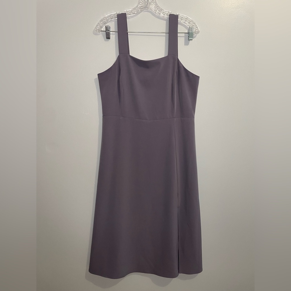 LOFT Women's Midi Dress Sleeveless Tank Straps Square Neck Size 8 Dusty Purple
